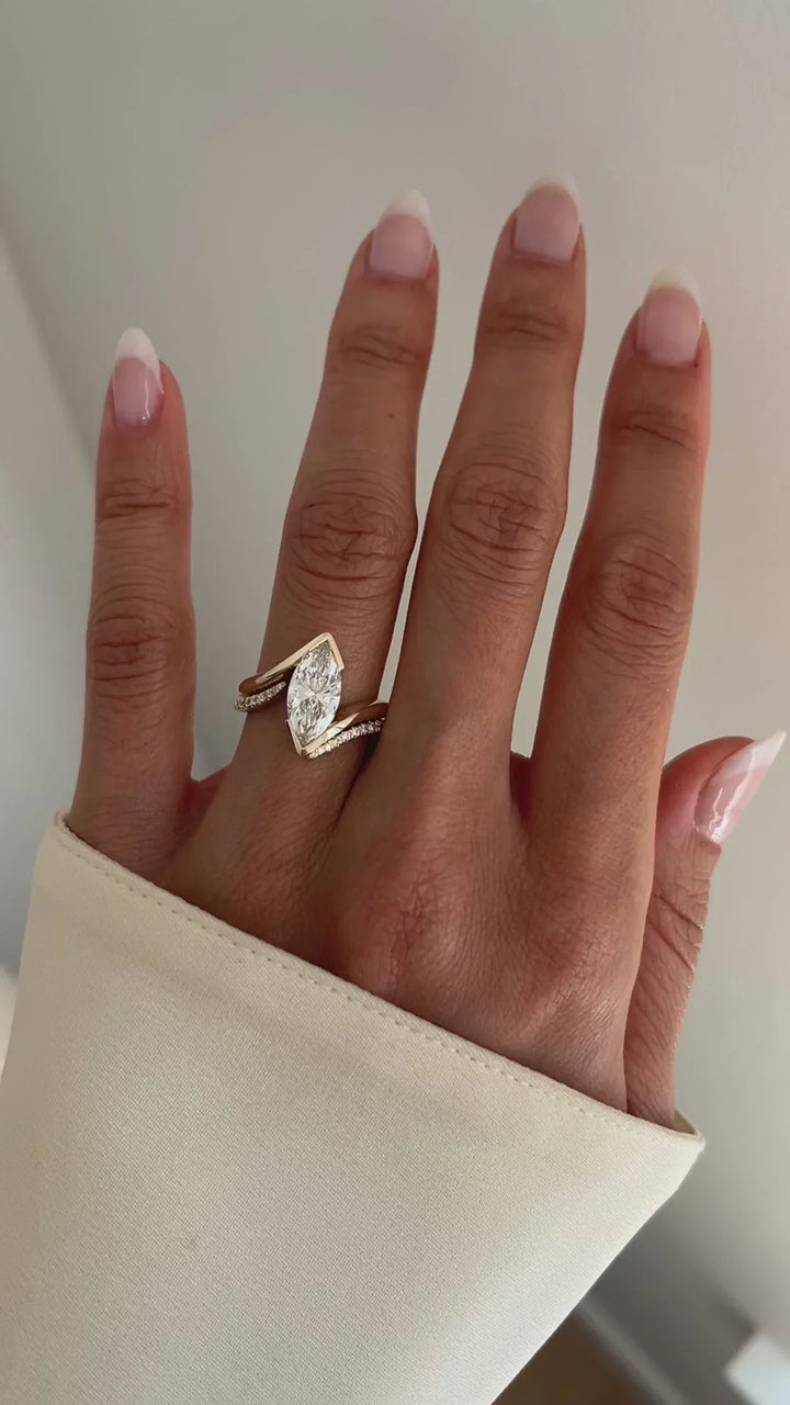 2.0CT Marquise Lab Grown Diamond Unique Bridal Ring Set for Women