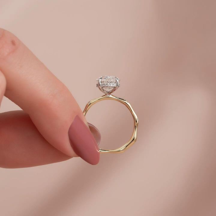 1.5-3.3 CT Oval  Lab Grown Diamond Dainty Setting Engagement Ring