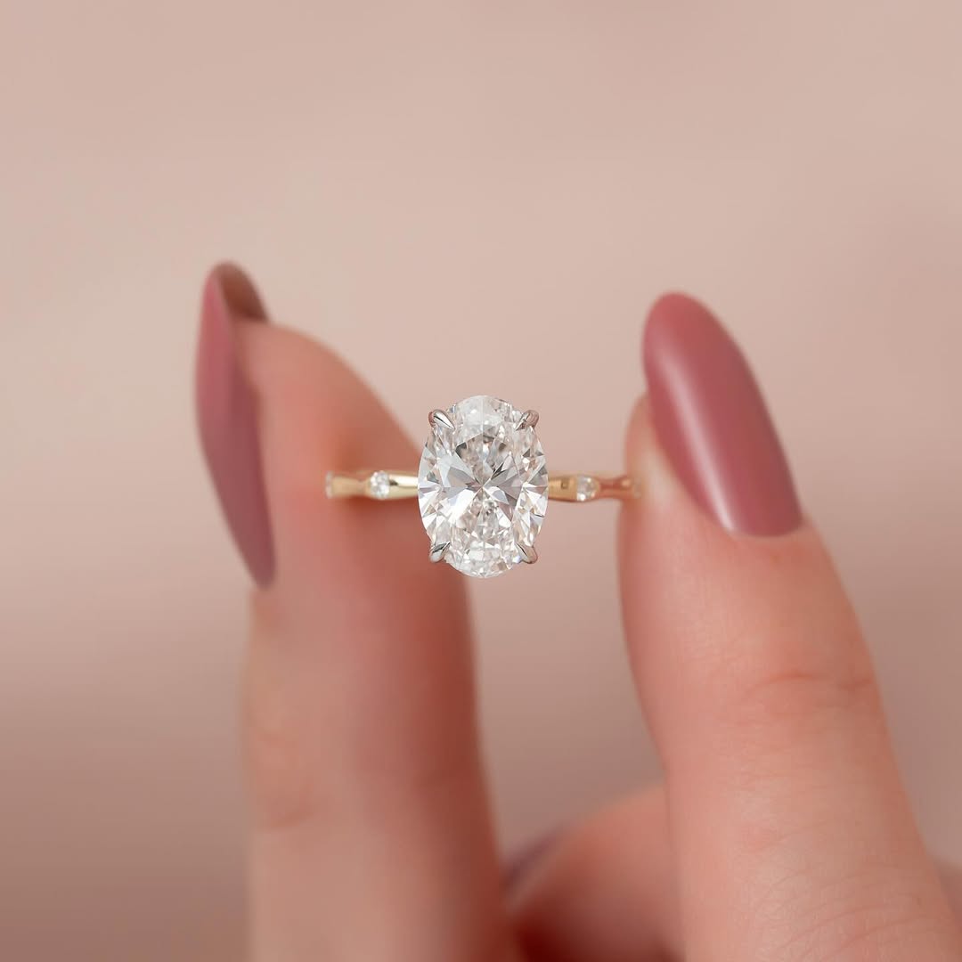1.5-3.3 CT Oval  Lab Grown Diamond Dainty Setting Engagement Ring