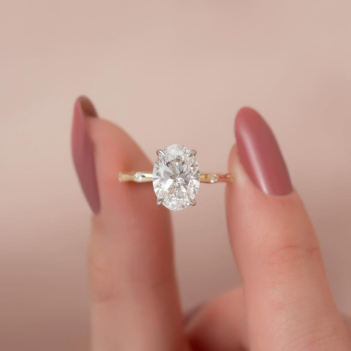 1.5-3.3 CT Oval  Lab Grown Diamond Dainty Setting Engagement Ring