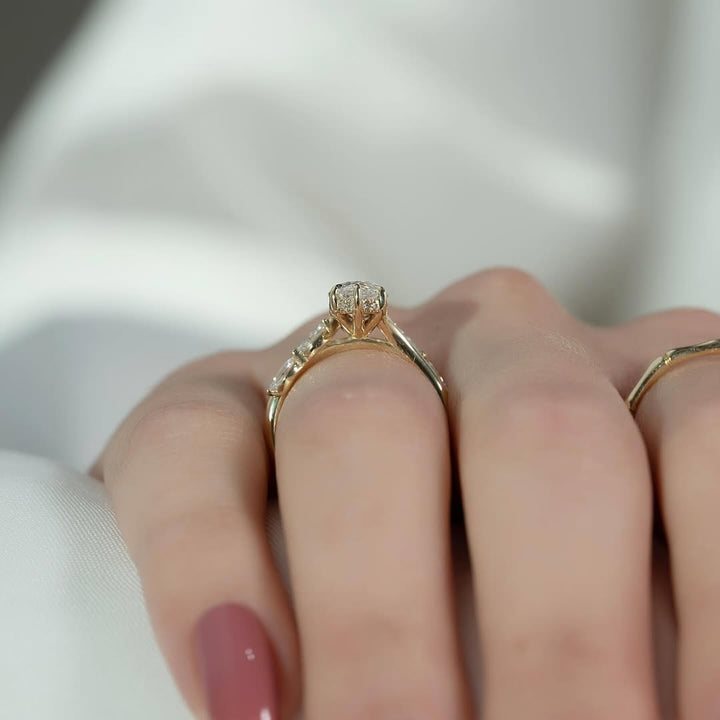 1.5-3.5 CT Marquise  Lab Grown Diamond Unique Setting Engagement Ring