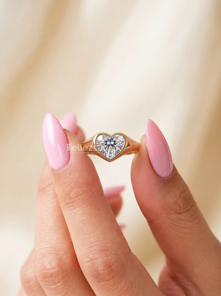 2.50CT Heart Lab Grown Diamond Bezel Set Engagement Ring