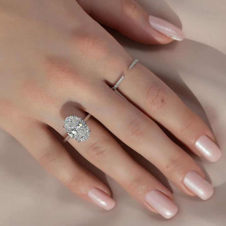 3.5-5.5 CT Oval  Lab Grown Diamond Hidden Halo Setting Engagement Ring