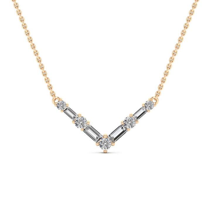 Round Cut V Shape Diamond Vera Moissanite Necklace For Her
