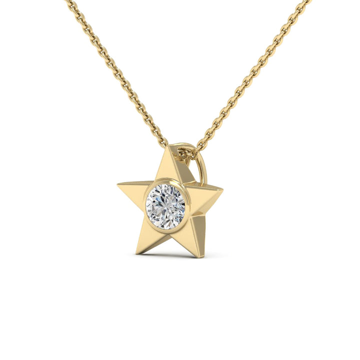 Round Cut Diamond Moissanite Star Pendant Necklace