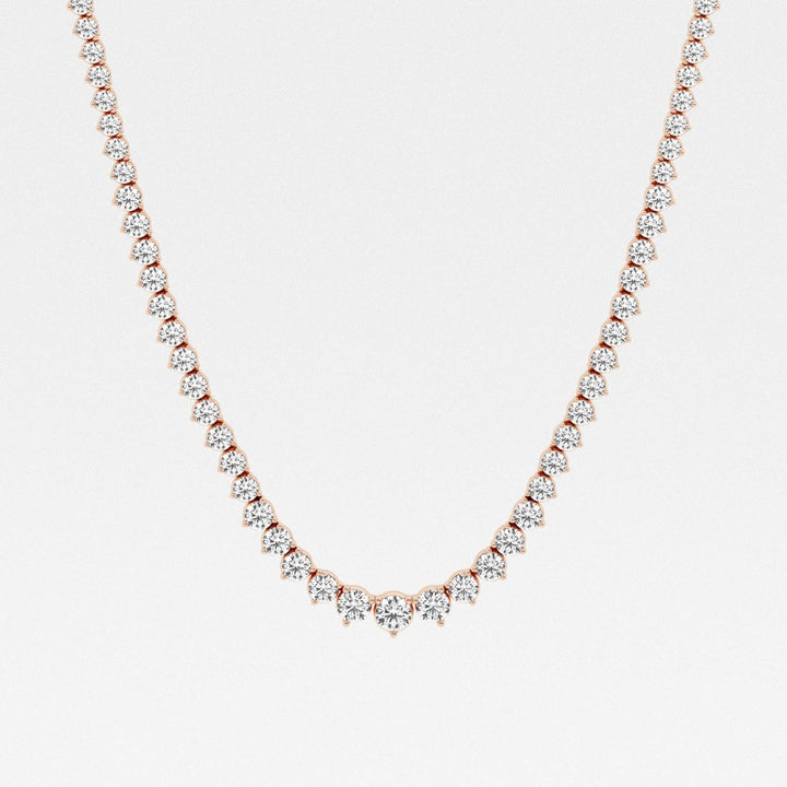 Round Cut Moissanite Riviera Diamond Tennis Necklace In White Gold