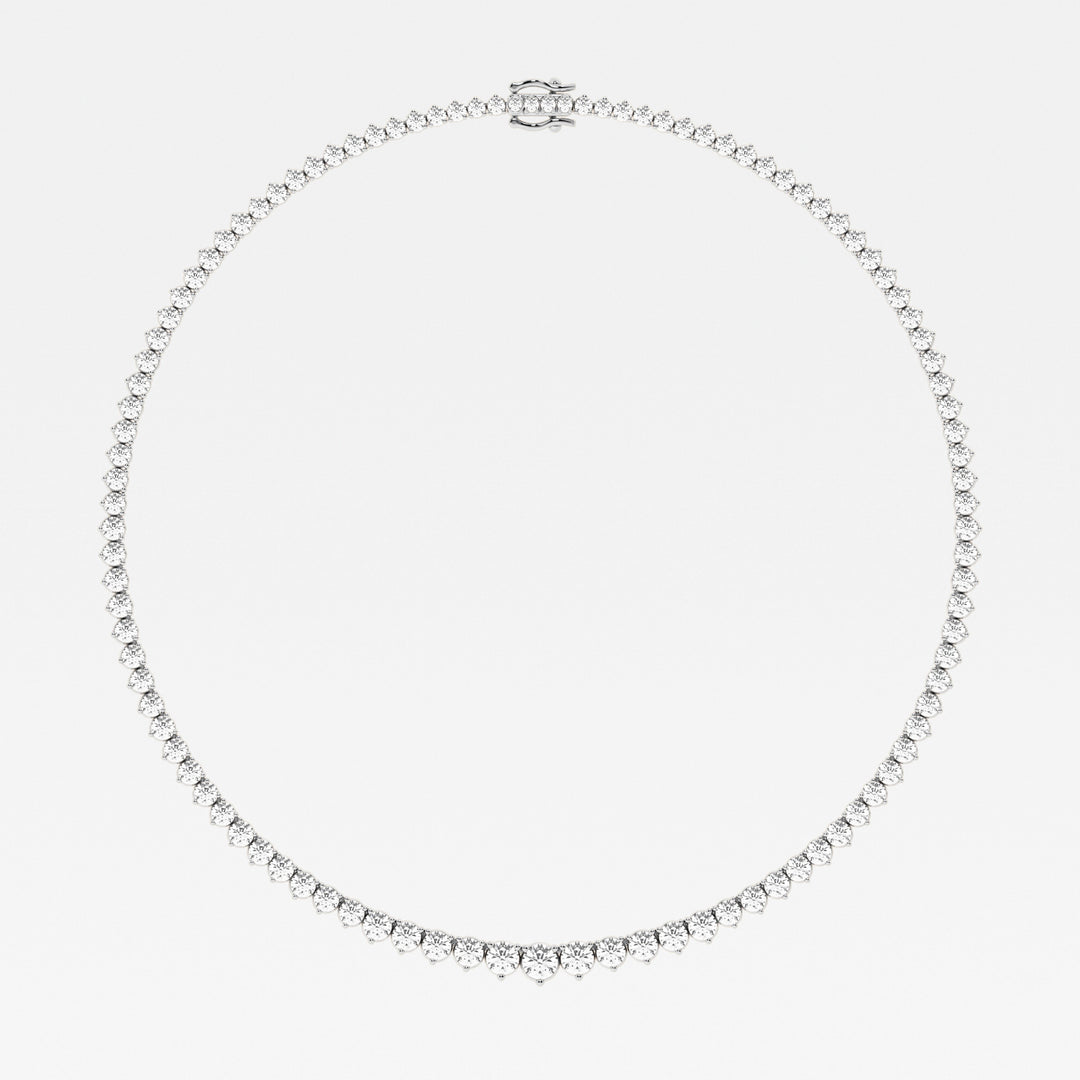 Round Cut Moissanite Riviera Diamond Tennis Necklace In White Gold