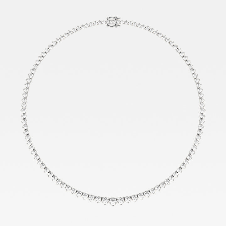 Round Cut Moissanite Riviera Diamond Tennis Necklace In White Gold