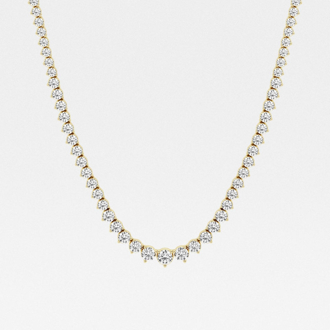 Round Cut Moissanite Riviera Diamond Tennis Necklace In White Gold