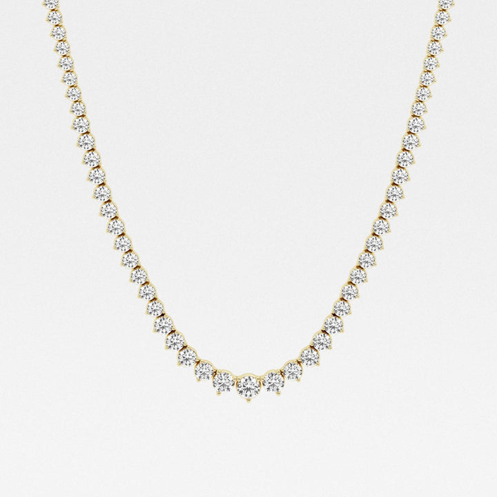 Round Cut Moissanite Riviera Diamond Tennis Necklace In White Gold
