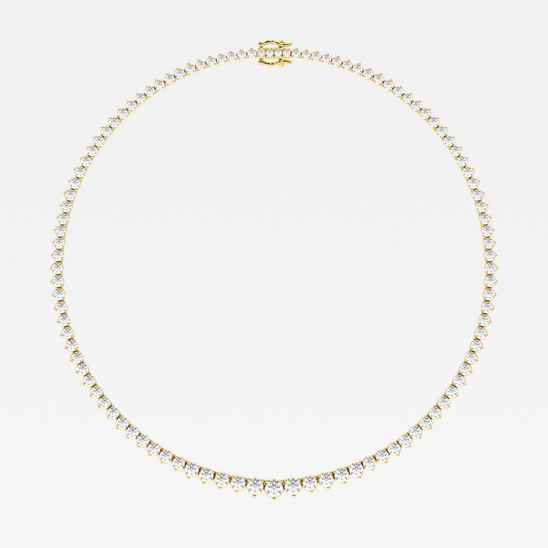 Round Cut Moissanite Riviera Diamond Tennis Necklace In White Gold