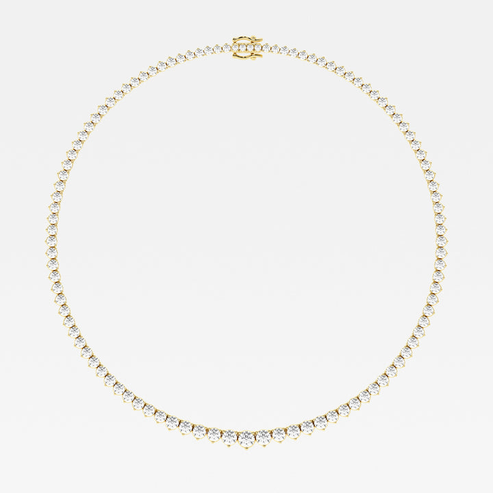 Round Cut Moissanite Riviera Diamond Tennis Necklace In White Gold