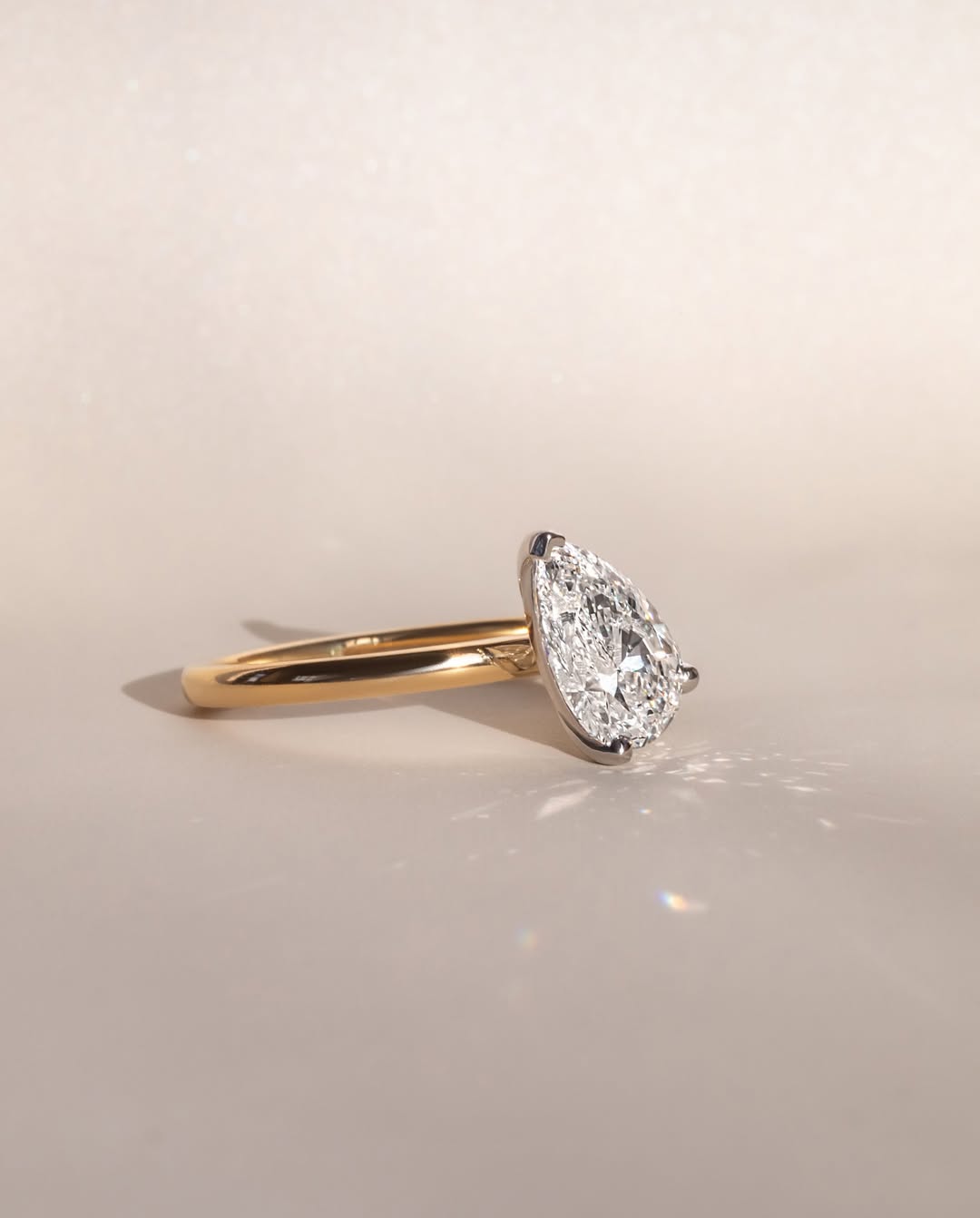 1.70-3.50 CT Pear  Lab Grown Diamond Solitaire Style Engagement Ring