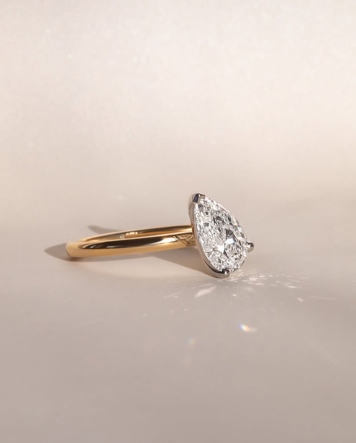 1.70-3.50 CT Pear  Lab Grown Diamond Solitaire Style Engagement Ring