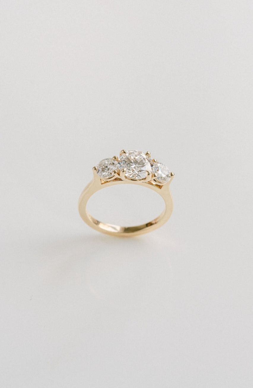 1.50 - 3.50 CT Round  Lab Grown Diamond Three Stone Engagement Ring