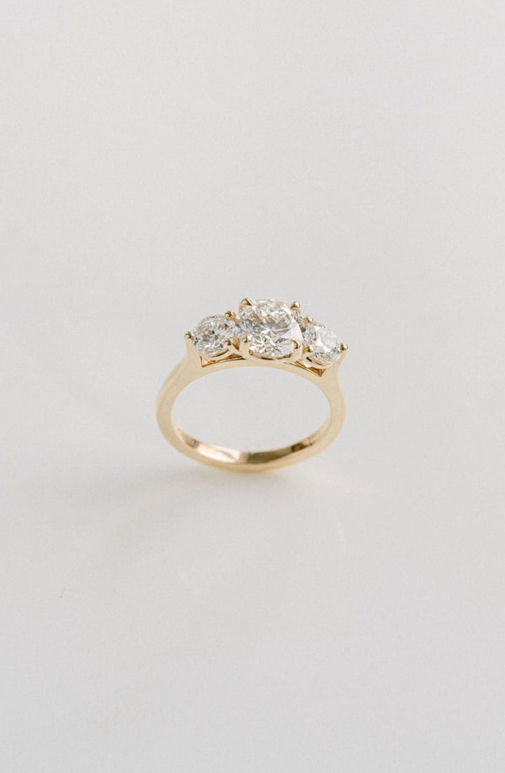 1.50 - 3.50 CT Round  Lab Grown Diamond Three Stone Engagement Ring
