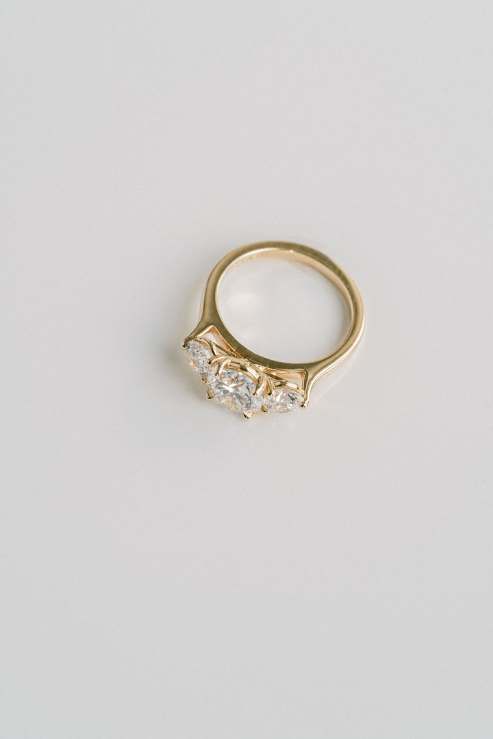 1.50 - 3.50 CT Round  Lab Grown Diamond Three Stone Engagement Ring
