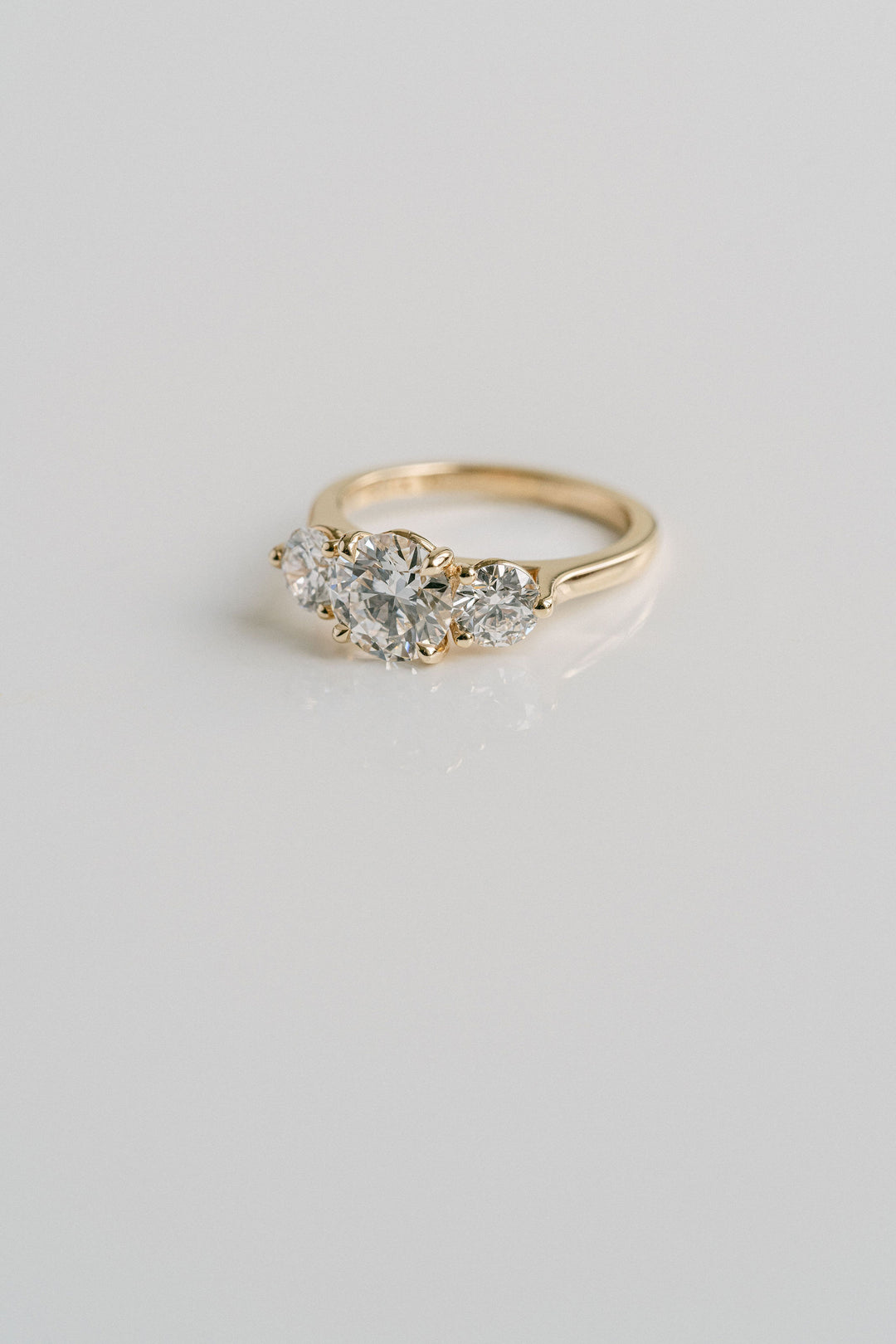 1.50 - 3.50 CT Round  Lab Grown Diamond Three Stone Engagement Ring