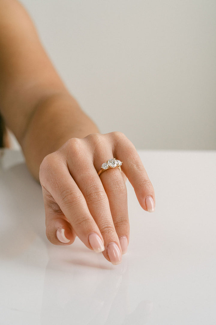 1.50 - 3.50 CT Round  Lab Grown Diamond Three Stone Engagement Ring