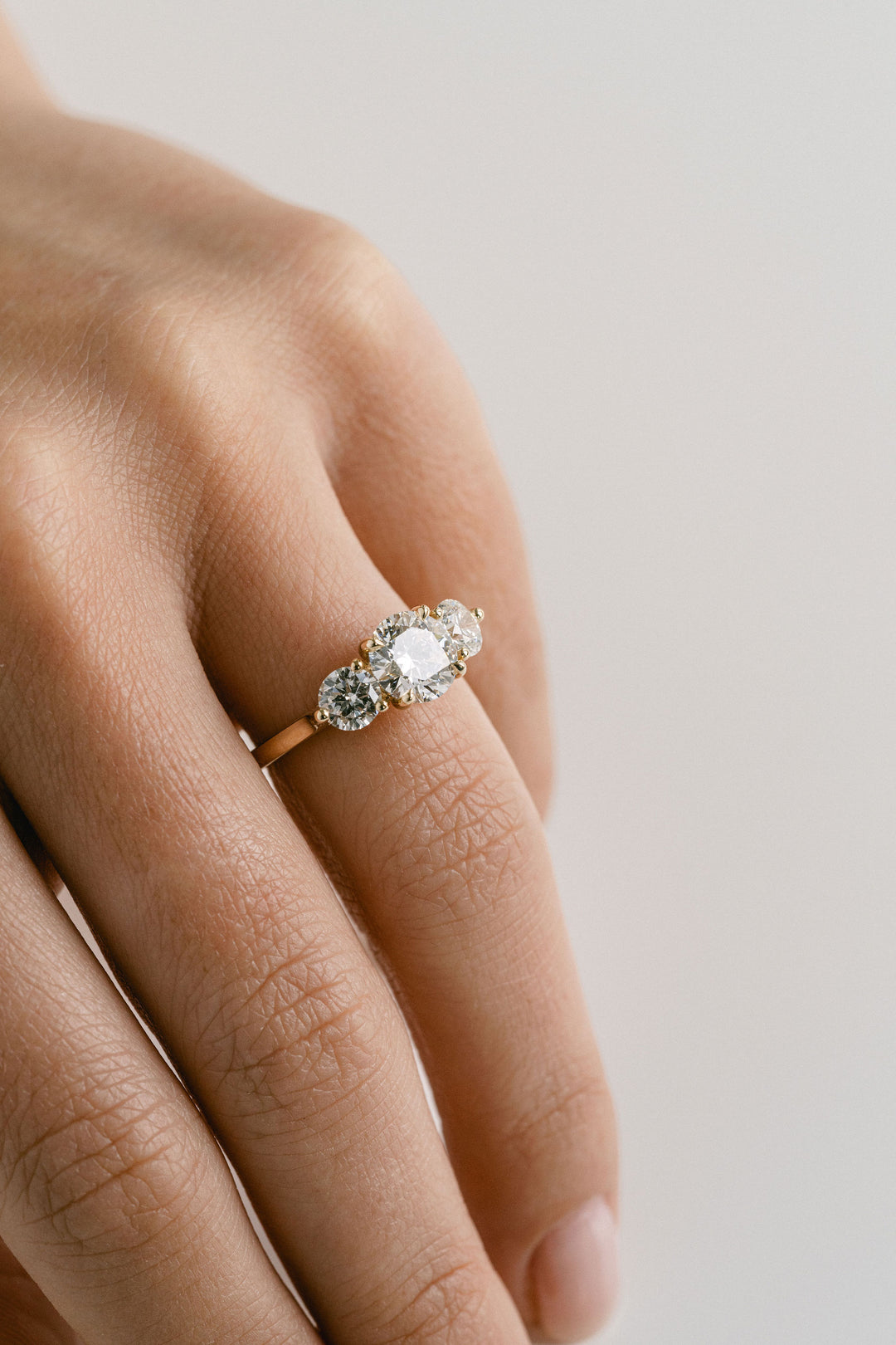 1.50 - 3.50 CT Round  Lab Grown Diamond Three Stone Engagement Ring