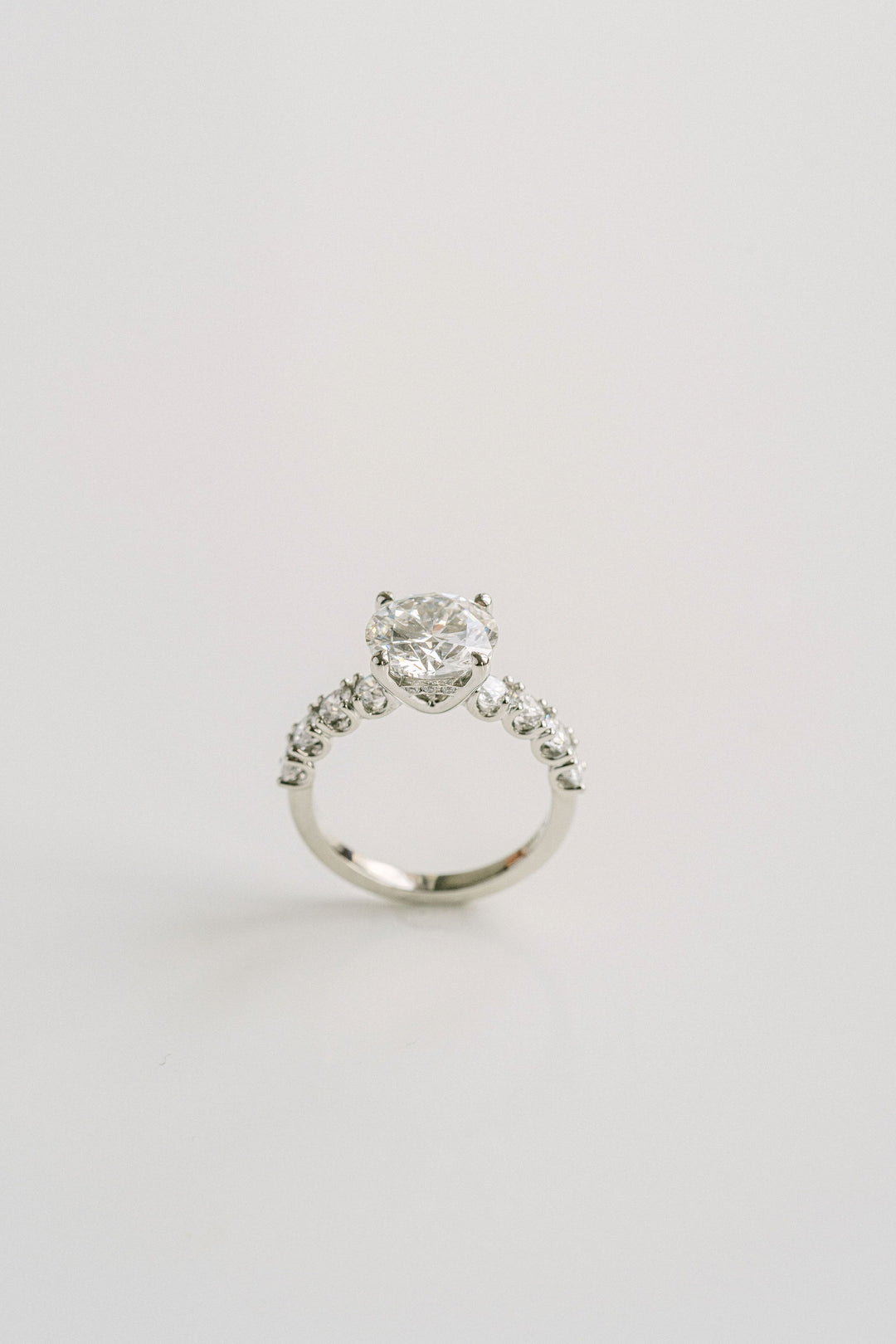 1.0 - 3.0 CT Round  Lab Grown Diamond Pave Engagement Ring