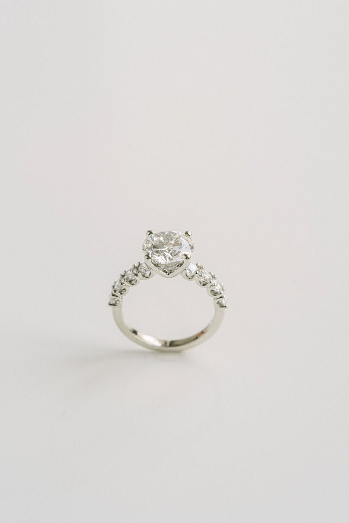 1.0 - 3.0 CT Round  Lab Grown Diamond Pave Engagement Ring
