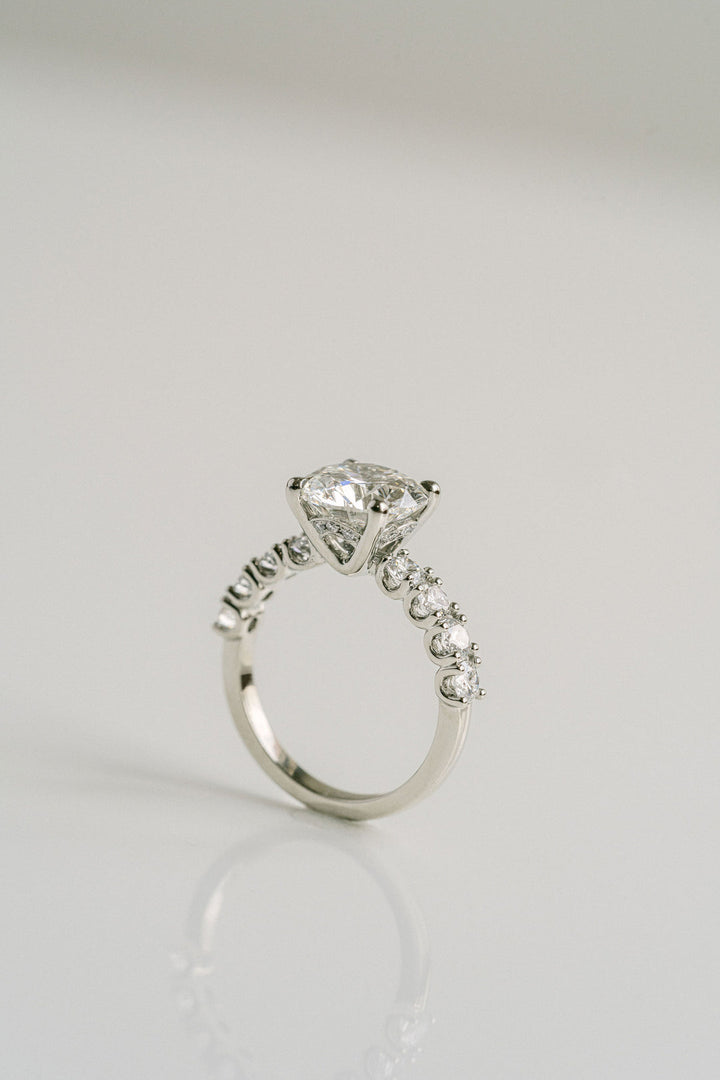 1.0 - 3.0 CT Round  Lab Grown Diamond Pave Engagement Ring