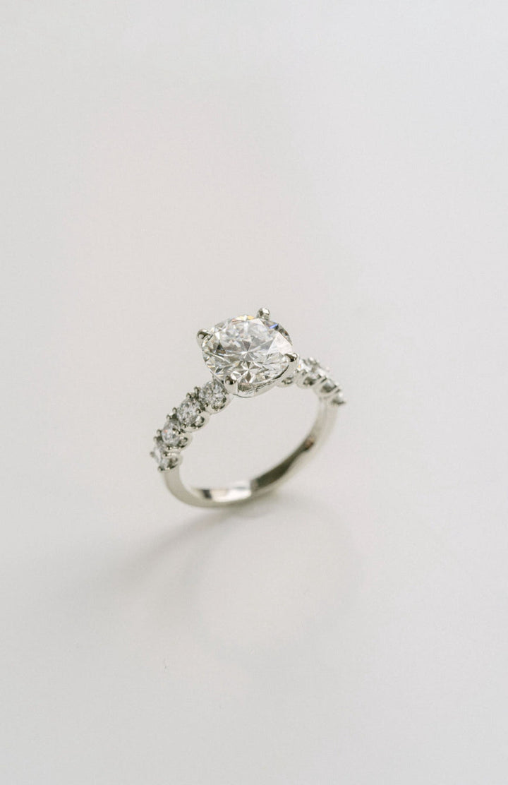 1.0 - 3.0 CT Round  Lab Grown Diamond Pave Engagement Ring