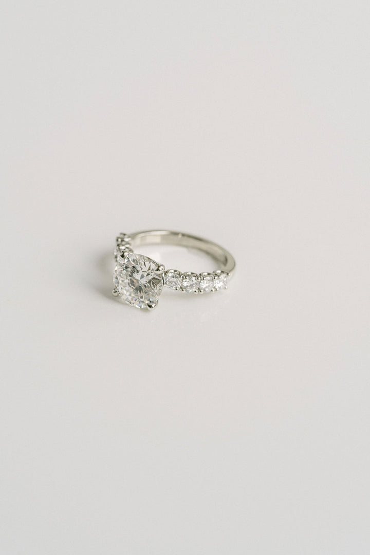 1.0 - 3.0 CT Round  Lab Grown Diamond Pave Engagement Ring