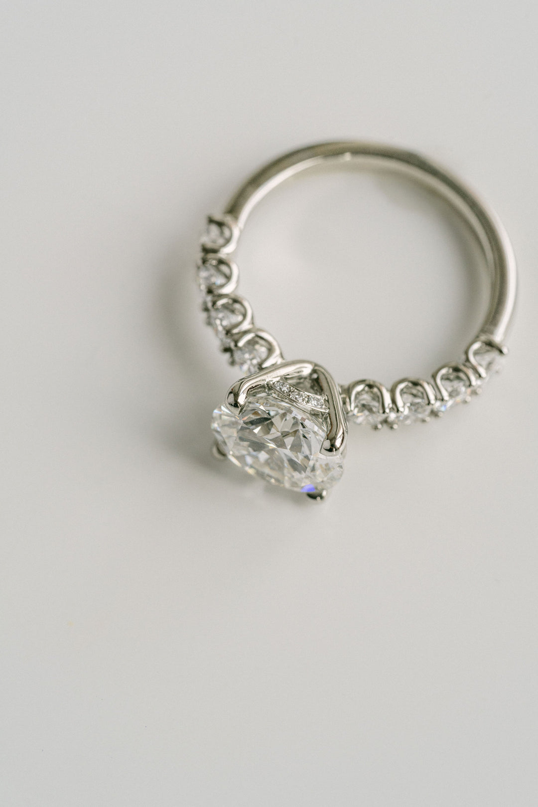 1.0 - 3.0 CT Round  Lab Grown Diamond Pave Engagement Ring