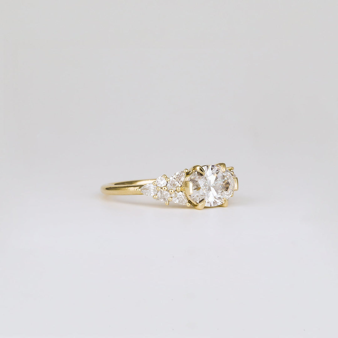1.41-3.50 CT Oval  Lab Grown Diamond Cluster Engagement ring