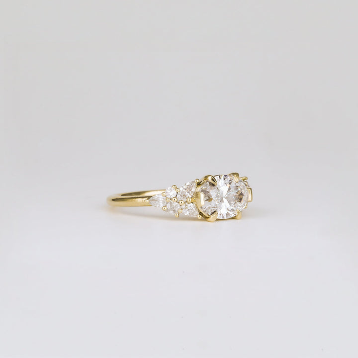 1.41-3.50 CT Oval  Lab Grown Diamond Cluster Engagement ring