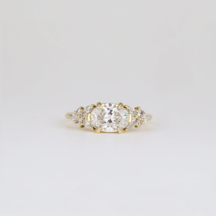 1.41-3.50 CT Oval  Lab Grown Diamond Cluster Engagement ring