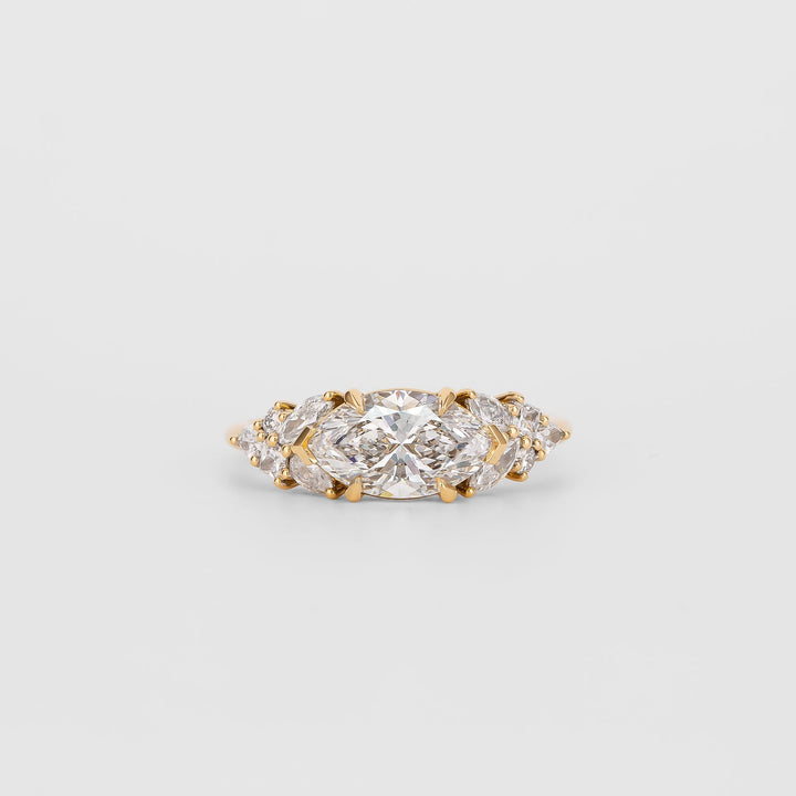 1.37 CT Marquise Lab Grown Diamond Cluster Engagement Ring