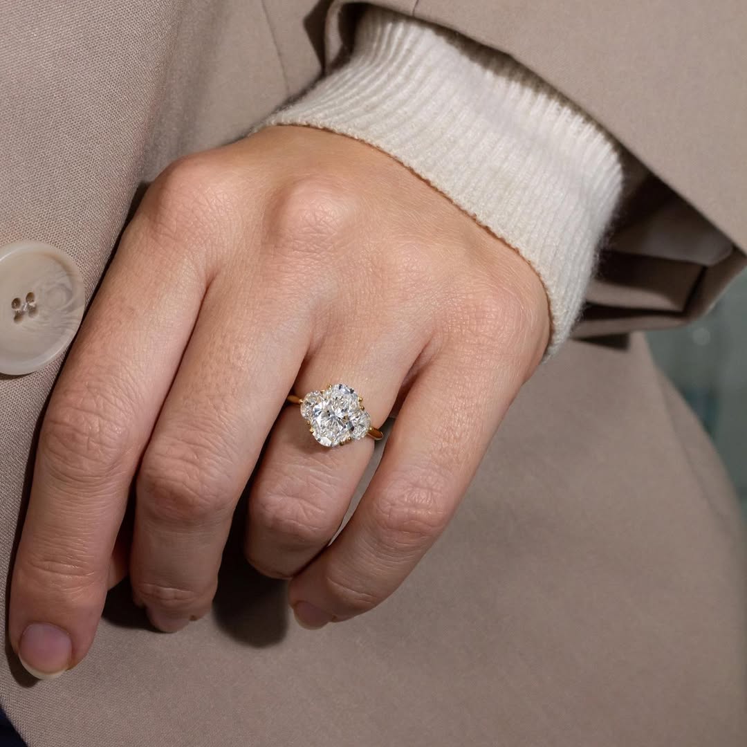2.50 - 4.50  CT Oval  Lab Grown Diamond Three Stone Style Engagement Ring