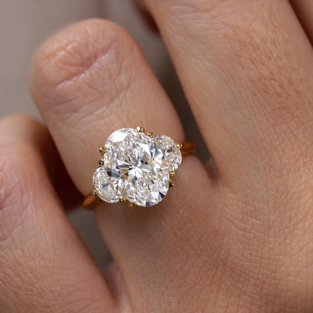 2.50 - 4.50  CT Oval  Lab Grown Diamond Three Stone Style Engagement Ring