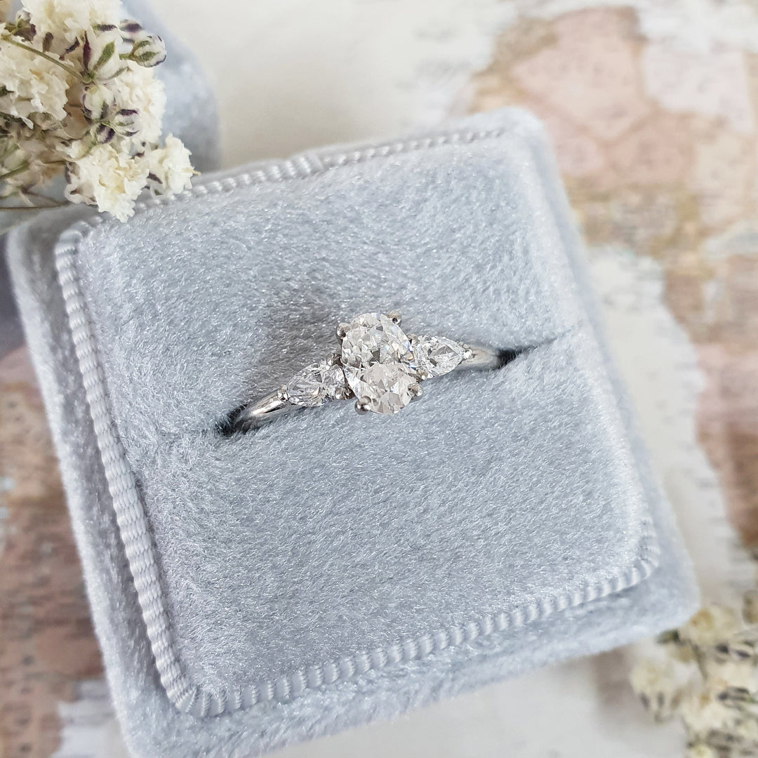 0.40 CT Oval Cut Three Stone Lab Grown Diamond Engagement Ring