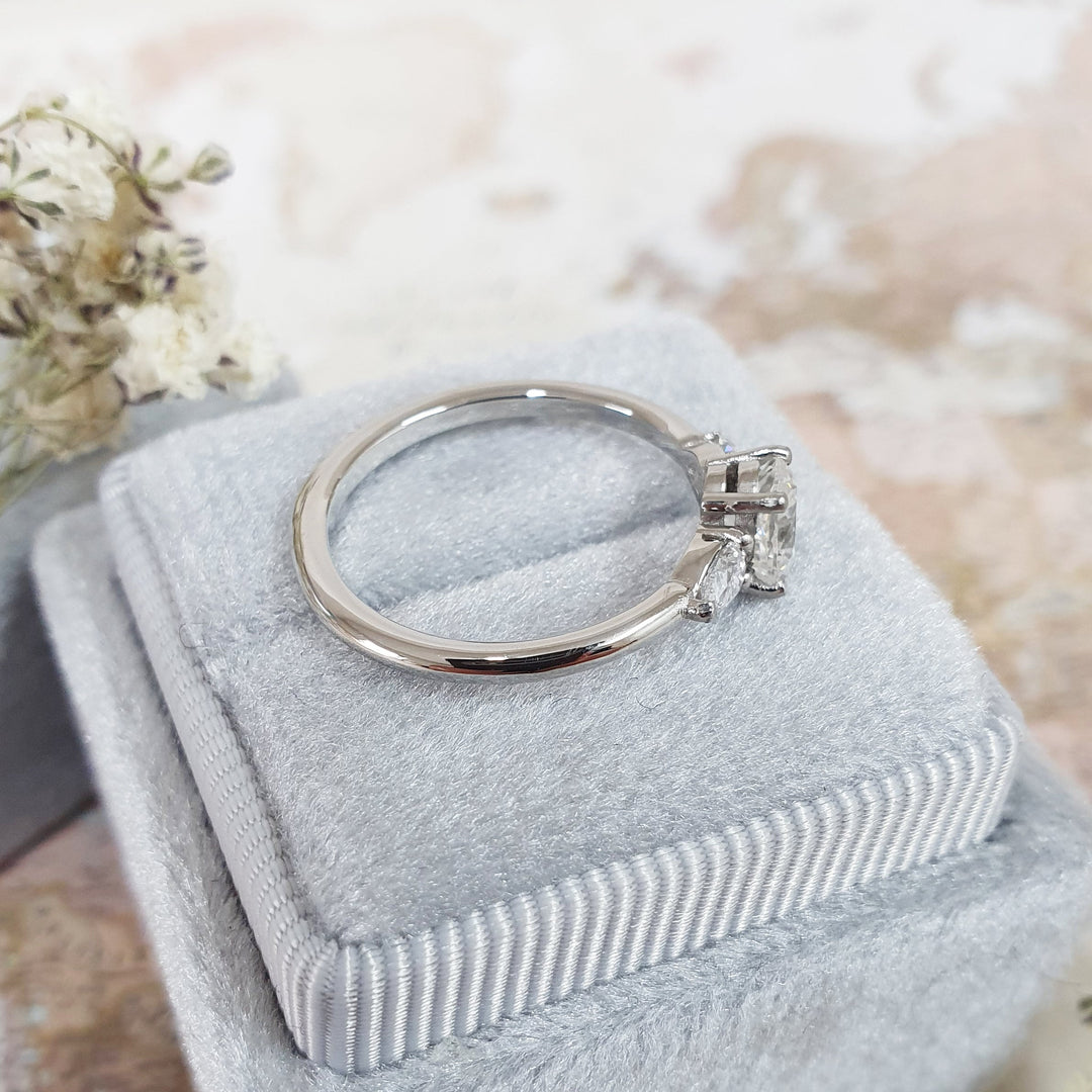 0.40 CT Oval Cut Three Stone Lab Grown Diamond Engagement Ring