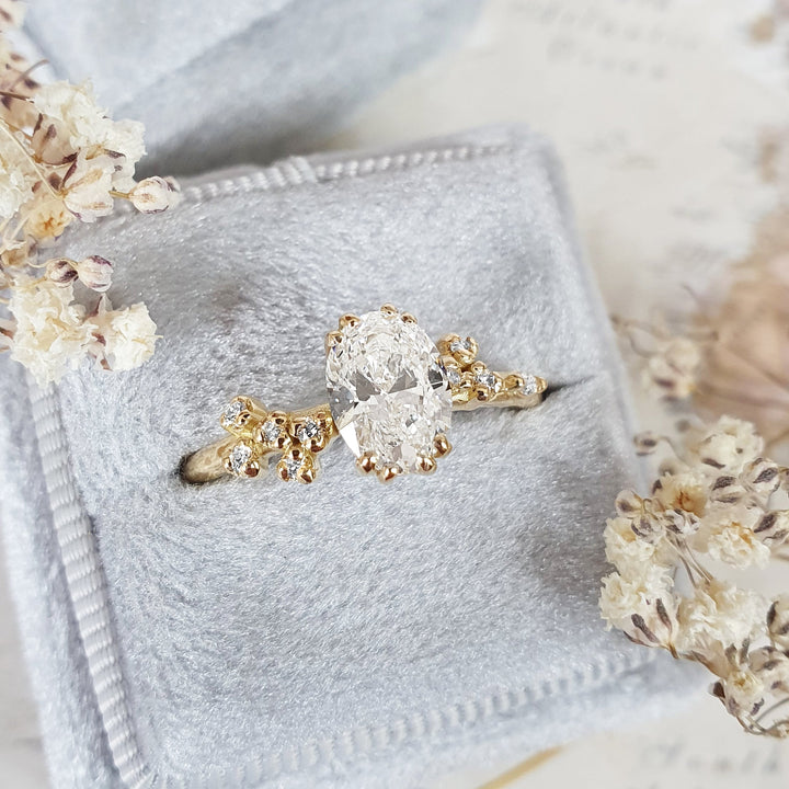 1.0 -3.0 CT Oval Cut Art Deco Style Lab Grown Diamond Engagement Ring