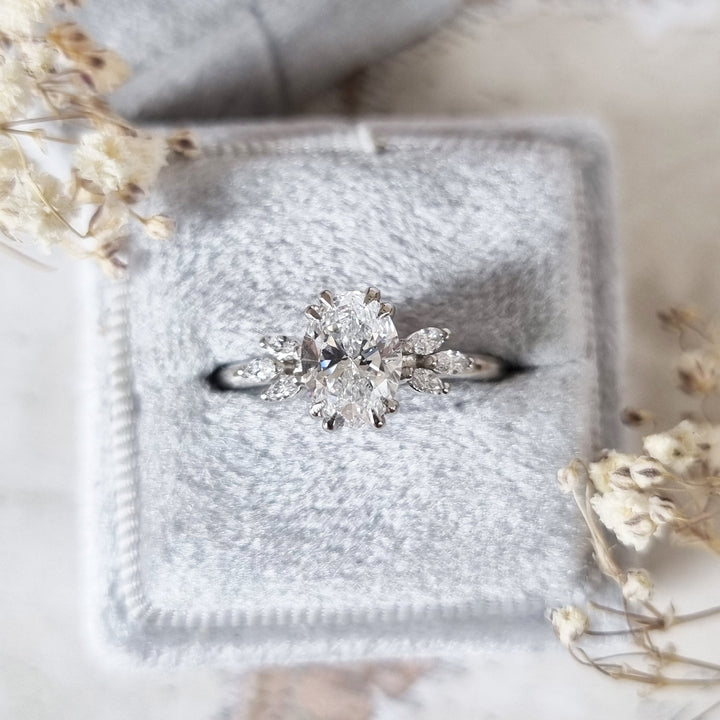 1.20-3.50 CT Oval Art Deco Style Lab Grown Diamond Engagement Ring