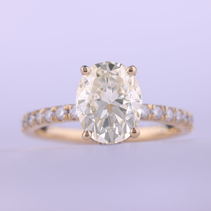 1.0CT Oval Cut Hidden Halo Moissanite Engagement Ring