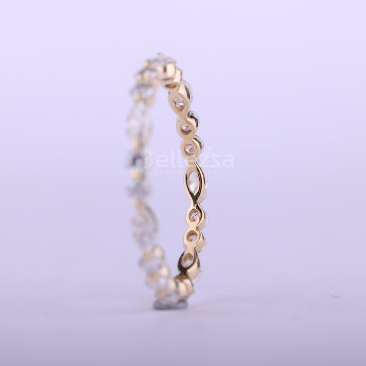 Round & Marquise Cut Full Eternity Moissanite Wedding Band