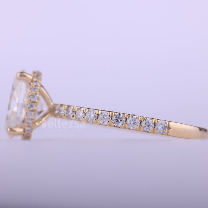 1.0CT Oval Cut Hidden Halo Moissanite Engagement Ring