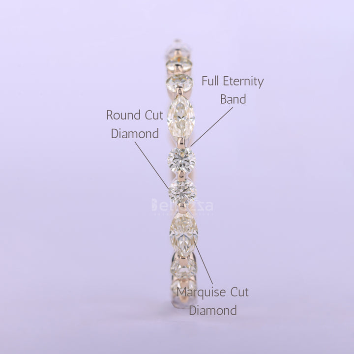 Round & Marquise Cut Full Eternity Moissanite Wedding Band
