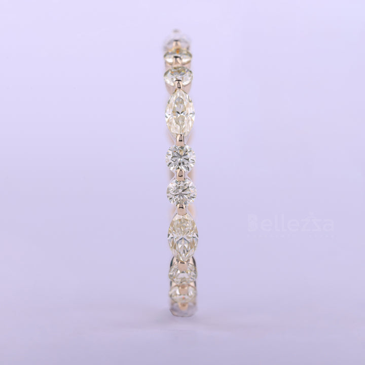 Round & Marquise Cut Full Eternity Moissanite Wedding Band