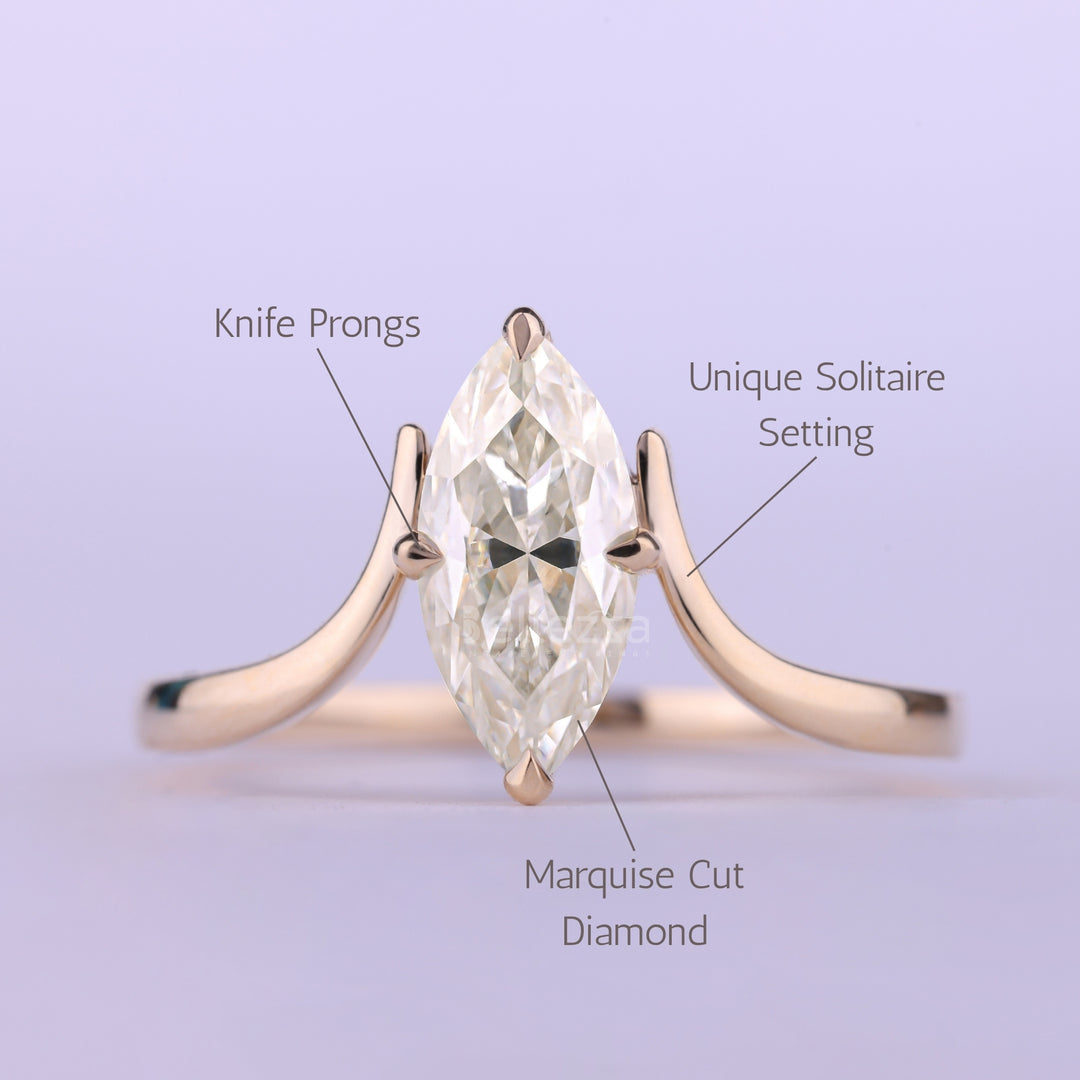 1.50CT Marquise Cut Diamond Unqiue Solitaire Engagement Ring