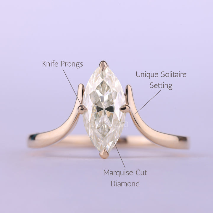 1.50CT Marquise Cut Diamond Unqiue Solitaire Engagement Ring