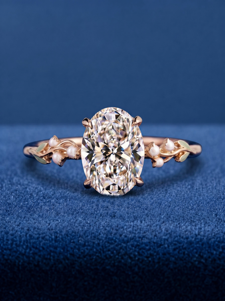 3.0CT Nature Inspired Oval Diamond Engagement Ring For Women