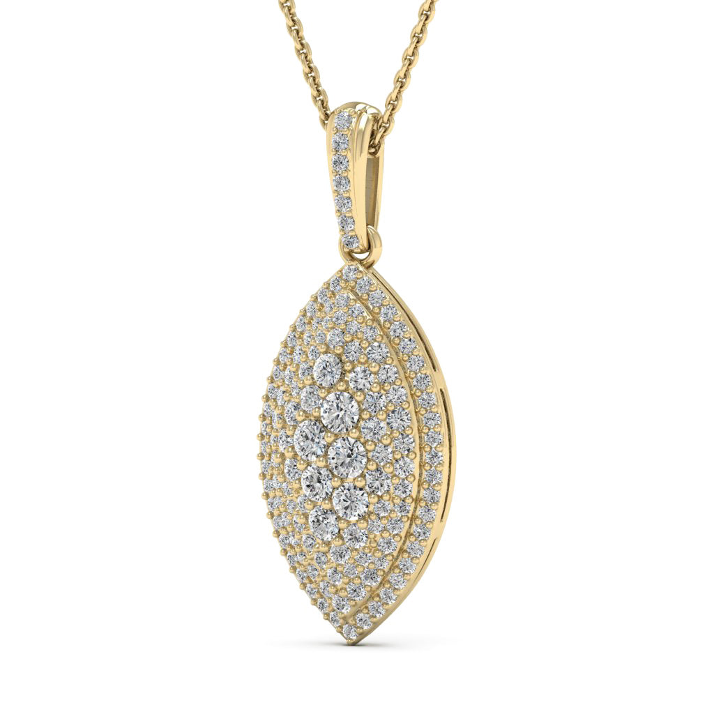 1.15CT Round Cut Diamond Moissanite Leaf Necklace In White Gold