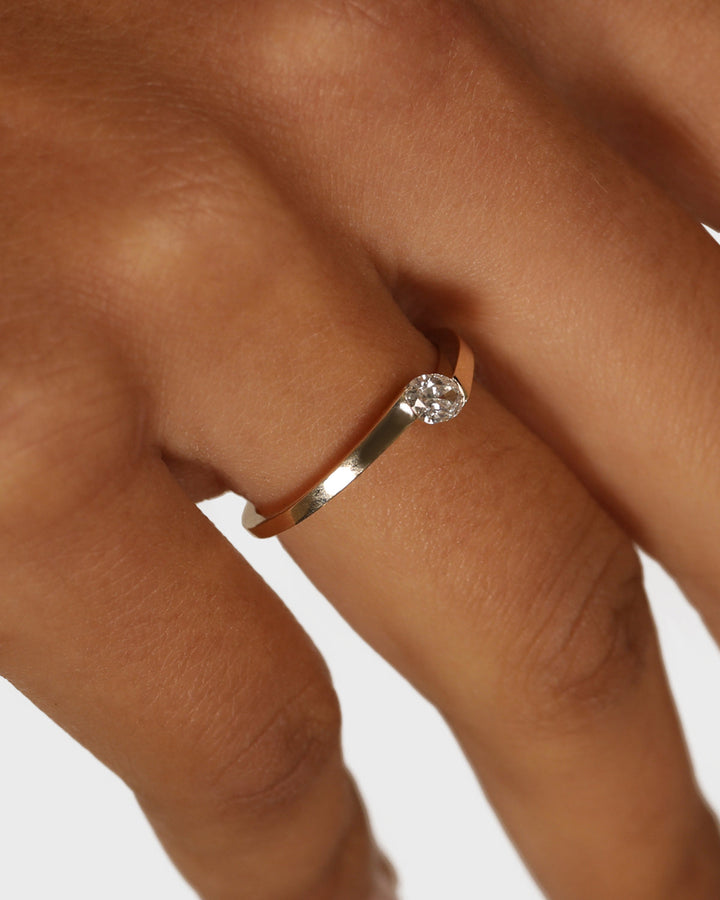 0.30 TCW Oval  Lab Grown Diamond Minimalist Ring